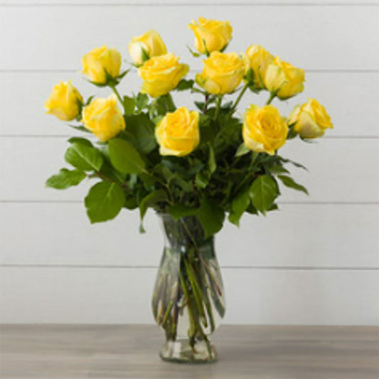 Dozen Rose Arrangement Yellow