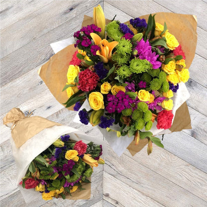 La Buena Vida Wrapped Bouquet – ROCKY MOUNTAIN FLOWERS & GIFTING, Aurora CO